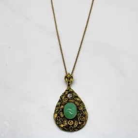 1930s Jadeite & Diamond Floral Necklace | 5.50ct, 0.27ct | 14" | Trendy Look