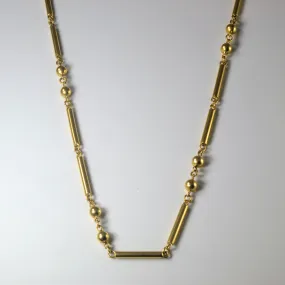 14k Yellow Gold Ball & Bar Link Chain | 22" | Fashion Design Silk Finish