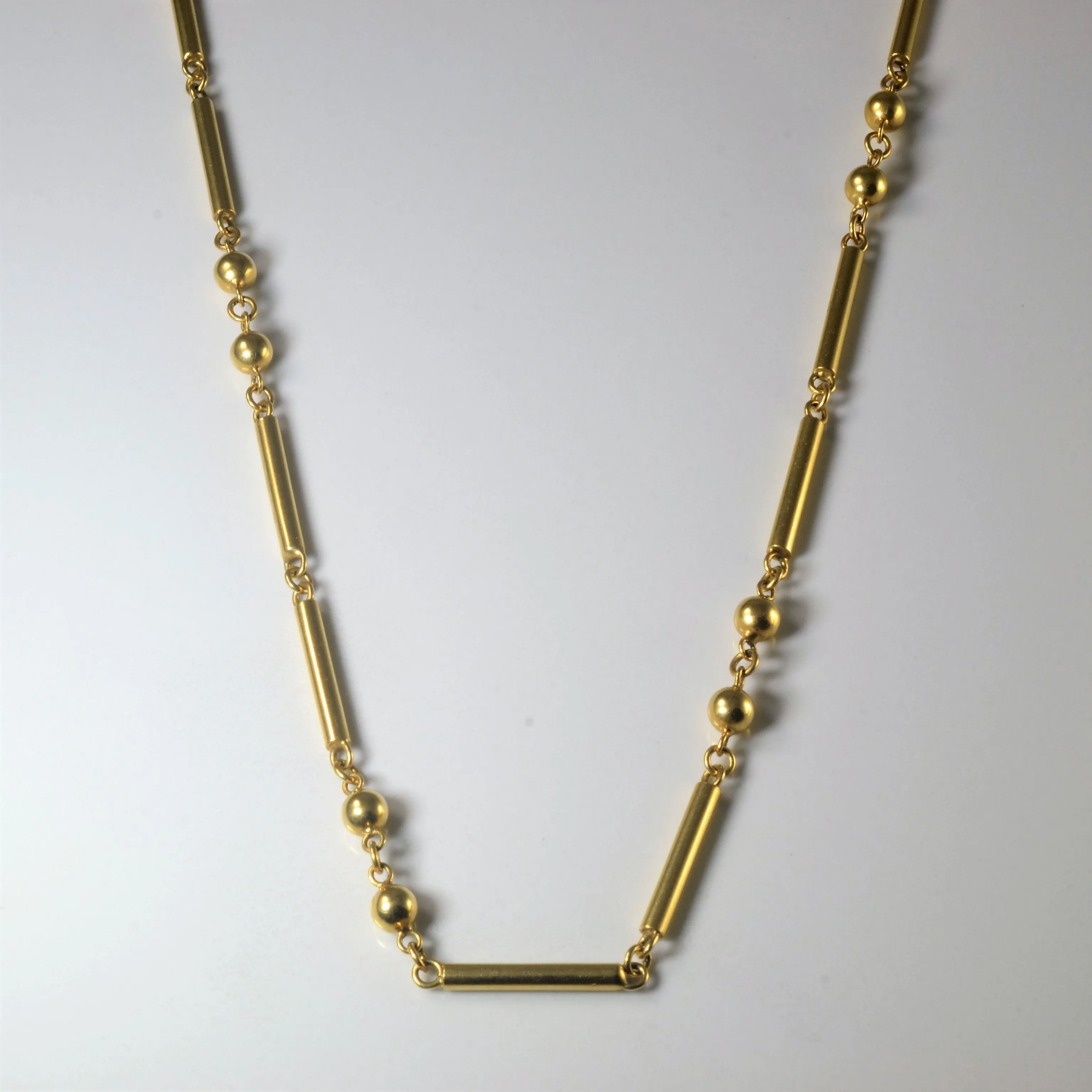 14k Yellow Gold Ball & Bar Link Chain | 22" | Fashion Design Silk Finish