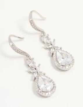 Minimal Aesthetic Silver Cubic Zirconia Halo Hook Earrings