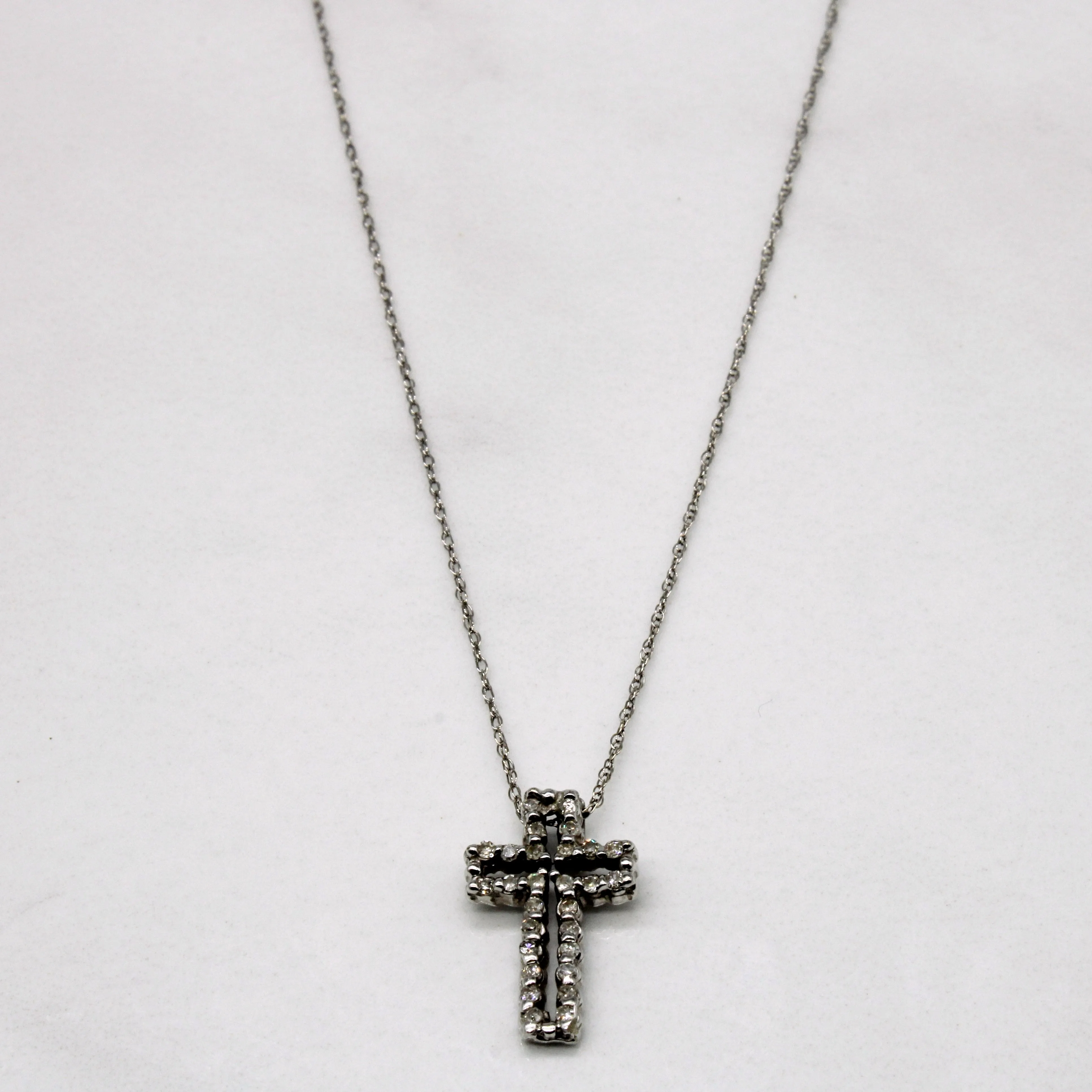 Refined Finish Flawless Touch Diamond Cross Pendant & Necklace | 0.11ctw | 18" |