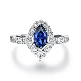 "ENDLESS BLUE" Pear Shaped Sapphire Ring Finishing Touch