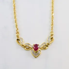 Ruby & Diamond Necklace | 0.70ctw, 1.00ct | 19" | Shiny Edge