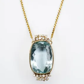 45.00ct Aquamarine and Diamond Necklace | 45.00ct 1.00ctw | 28" Signature Touch Subtle Twist