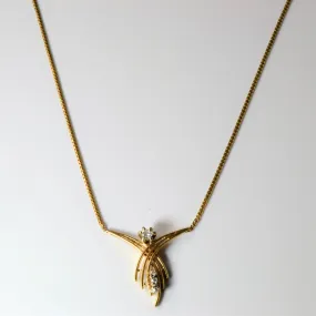 Prong Set Diamond Crossover Necklace | 0.22ctw | 16"| Formal Highlight Personal Shine