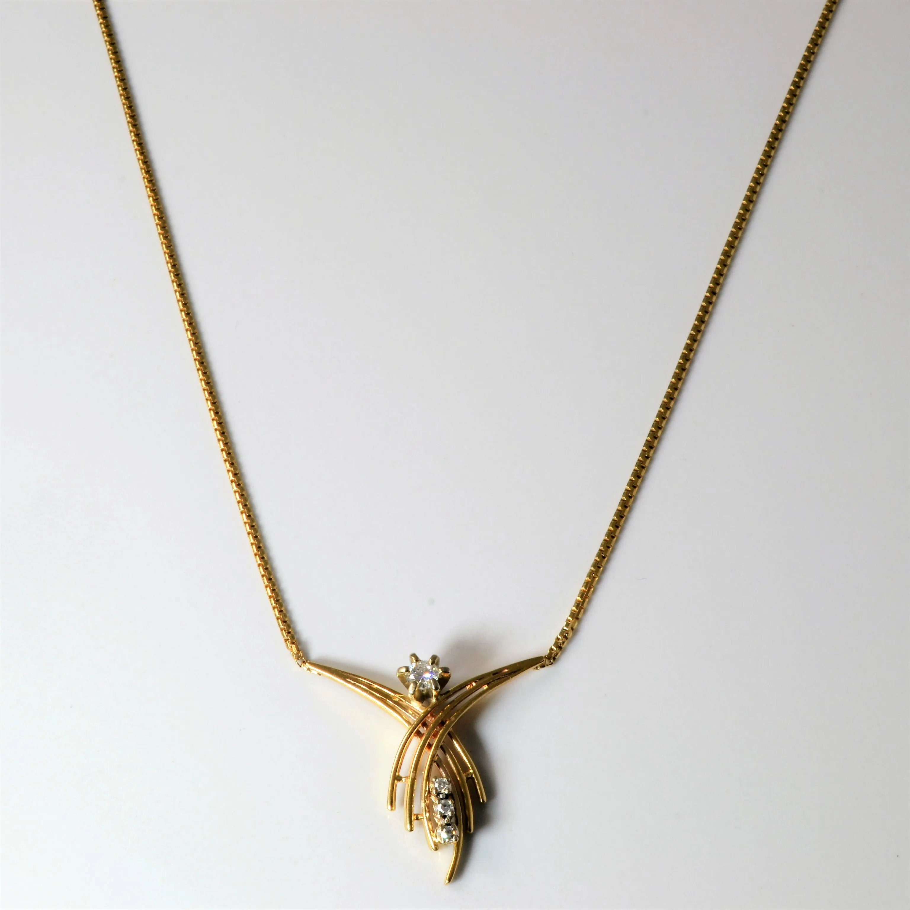 Prong Set Diamond Crossover Necklace | 0.22ctw | 16"| Formal Highlight Personal Shine