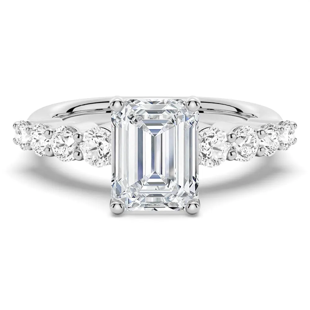 Creative Present Classic Shared Prong Emerald Cut Moissanite Engagement Ring