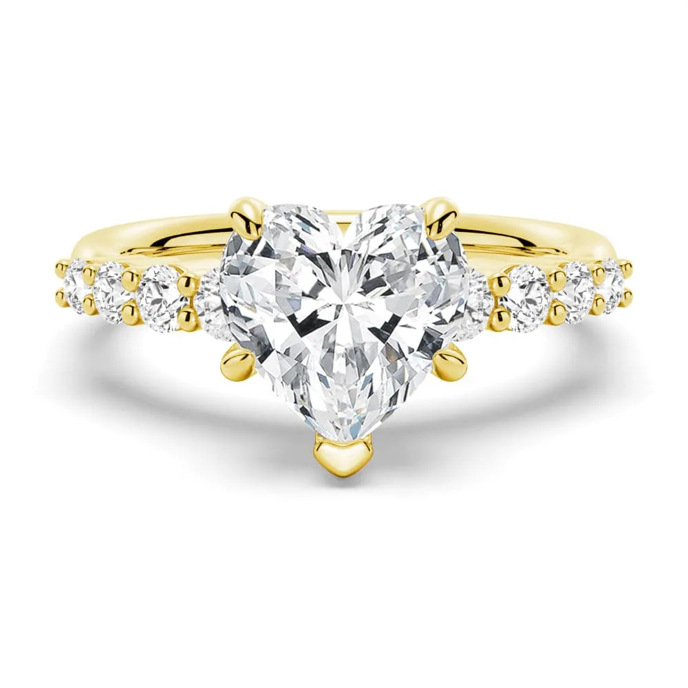 Affordable Expression Easy Clean Classic Shared Prong Heart Shaped Moissanite Engagement Ring