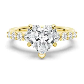 Excellent Art Classic Shared Prong Heart Shaped Moissanite Engagement Ring