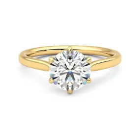Delicate Shine Classic Six Prong Moissanite Engagement Ring with Hidden Anniversary Stone Accent