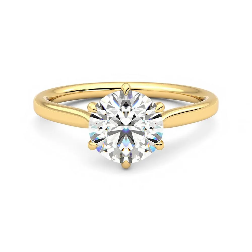Classic Six Prong Moissanite Engagement Ring with Hidden Anniversary Stone Accent Glamour Accessory
