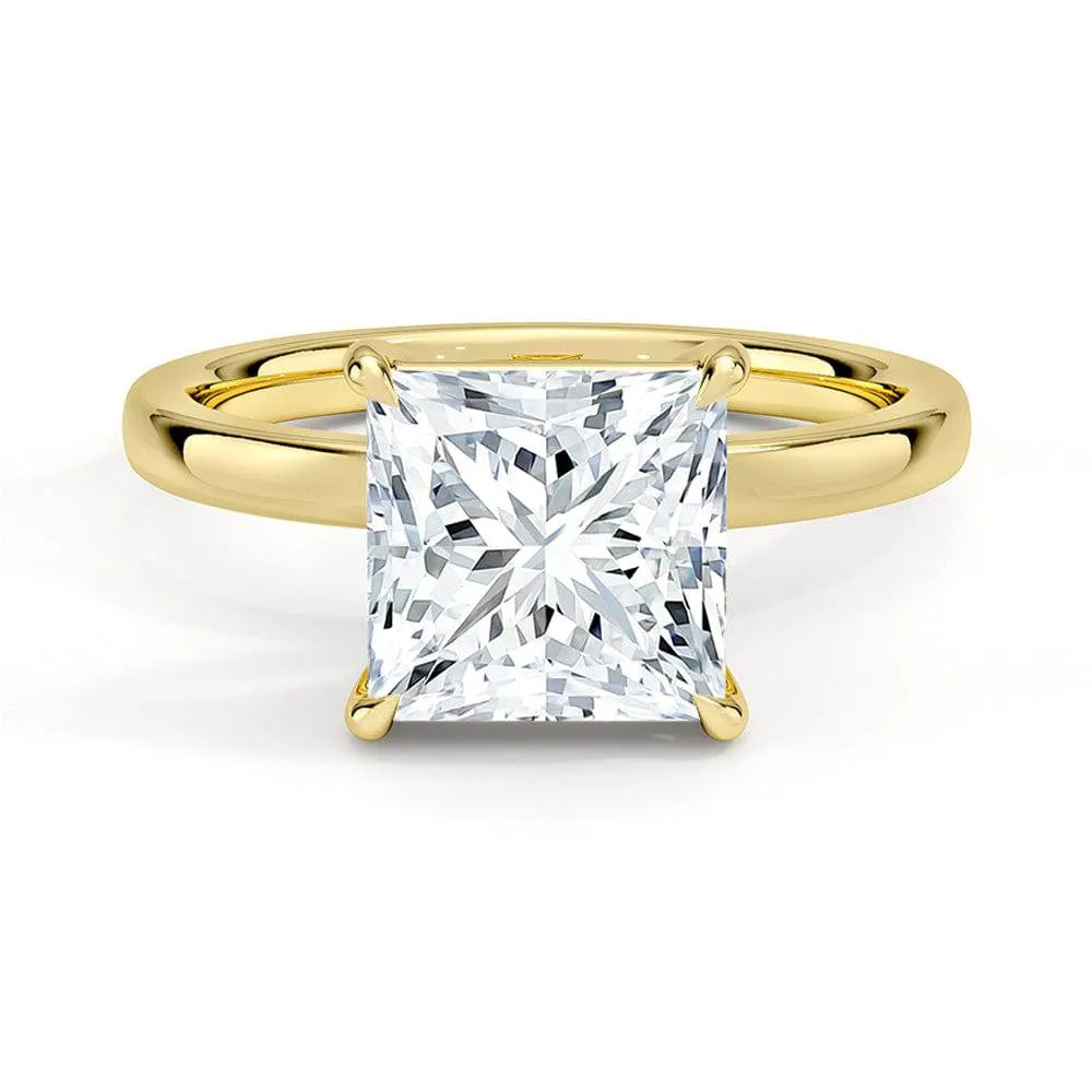HighEnd Gift Classic Solitaire Princess Cut Moissanite Engagement Ring