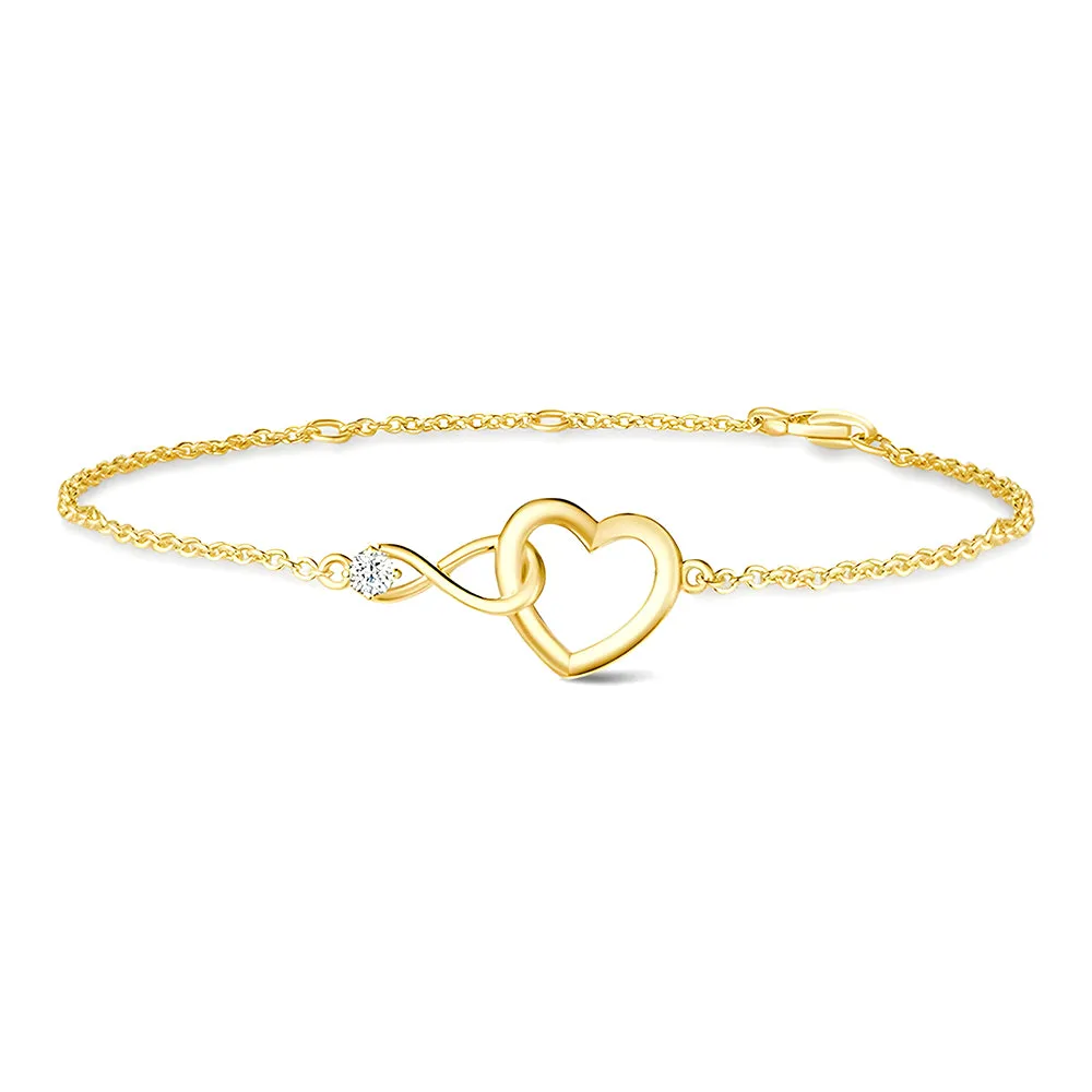 Interlocking Hearts Diamond Accent Infinity Bracelet Occasion Accent