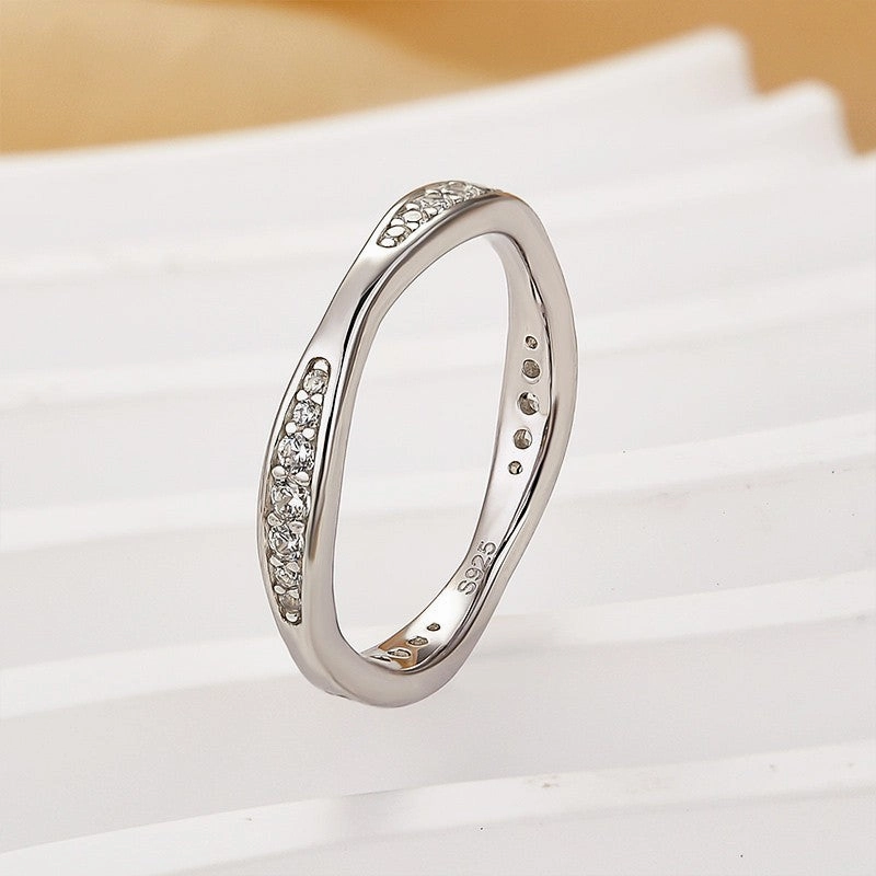 Cultural Event Classic 0.3Ct Sterling Silver Wedding Band With Round Cut Stone