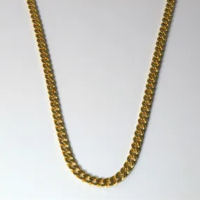 18k Yellow Gold Curb Chain | 22" | Easy Match Impressive Finish