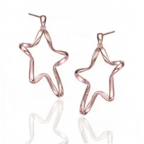 Rectangular Jewelry Classy Sterling Silver with Rose Gold Plating Twisted Star Halo Earrings