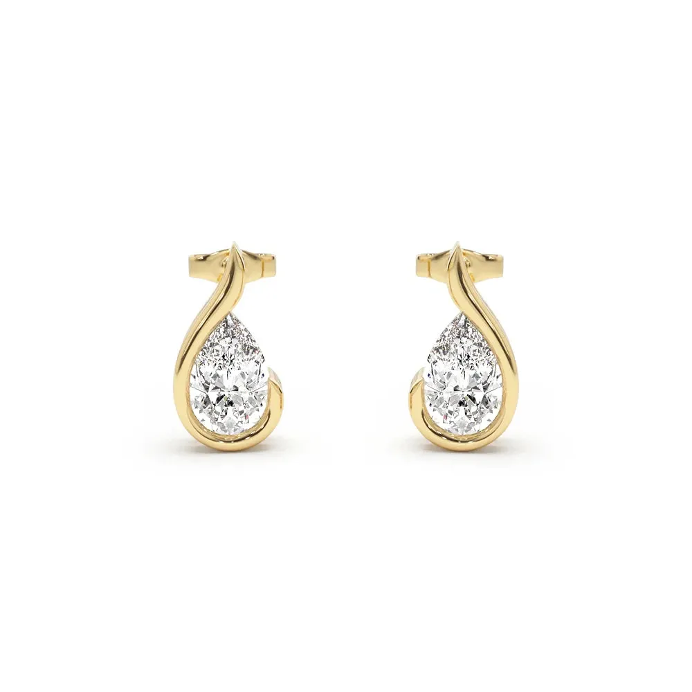 Liquid Curve Teardrop Lab Grown Diamond Studs Everyday Feature