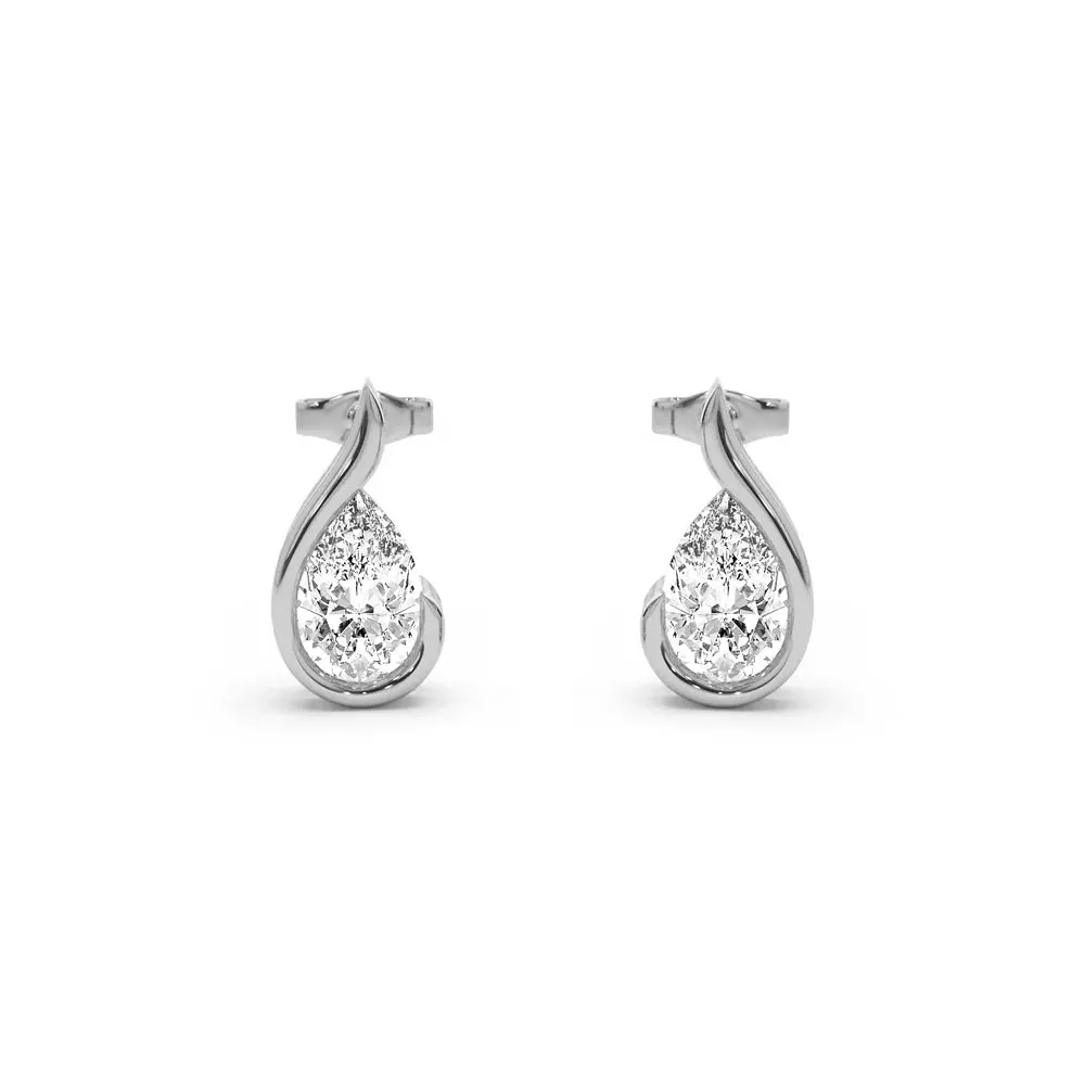 Liquid Curve Teardrop Lab Grown Diamond Studs Dressed Up Look