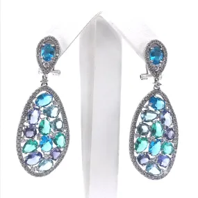 Sterling Silver Micro Pave Earrings with Blue Stones Premium item