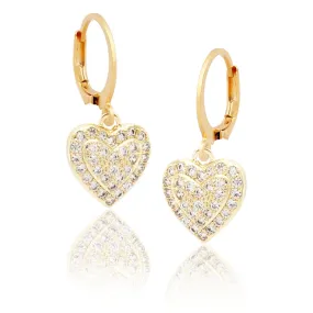 Straight Trinket Surgical Steel Gold Plated CZ Heart Earrings