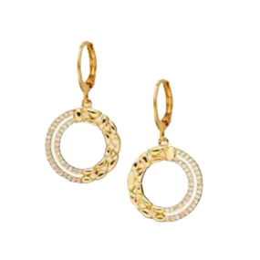 Circular Trinket Exquisite Look Surgical Steel Open Double Circle with CZ Earring