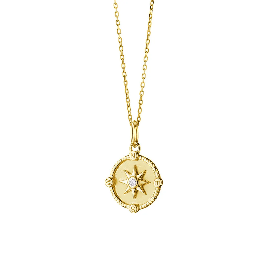Compass Star Moissanite Pendant Necklace Delicate Glam Fashion Glow