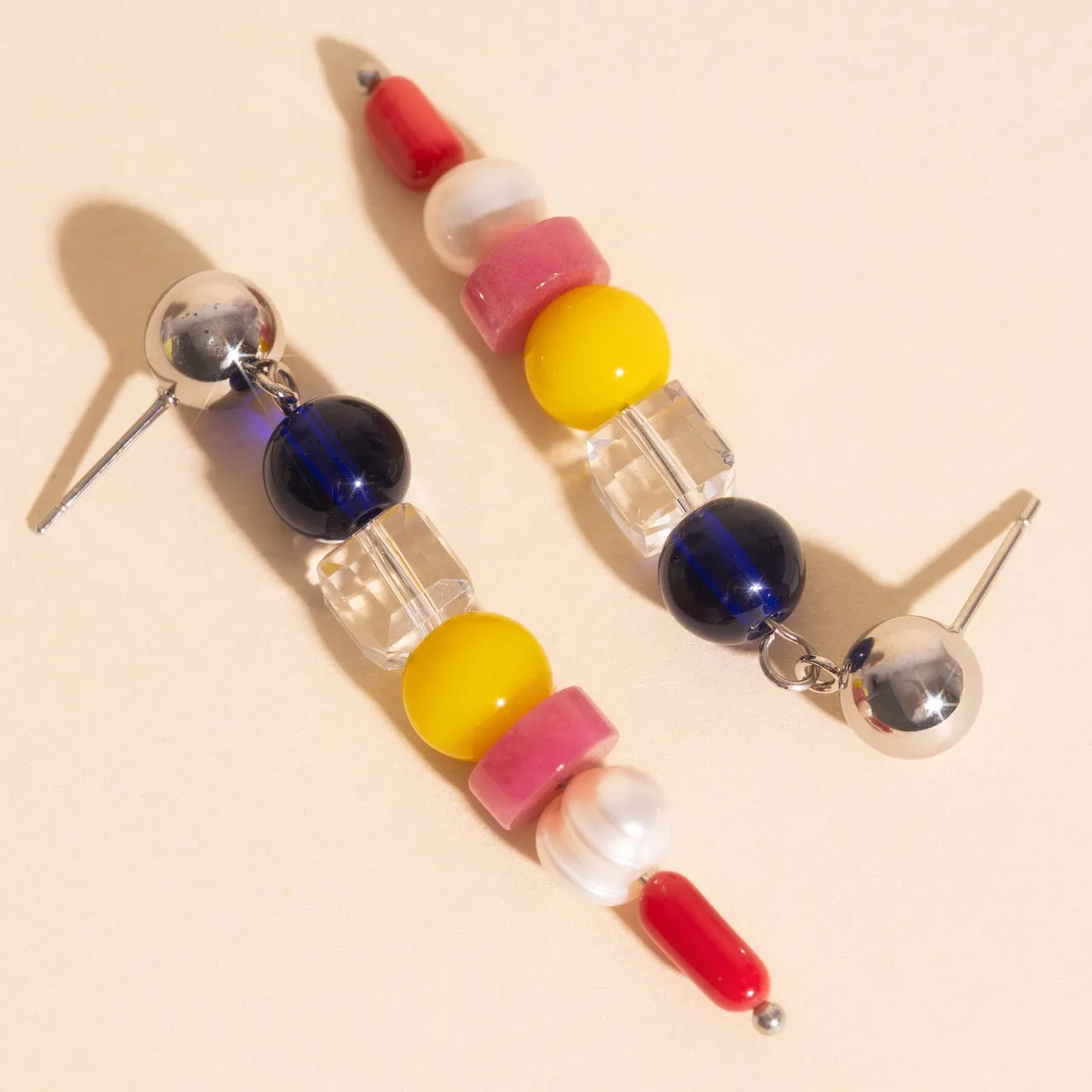 Sea Glass Dangle Stud Earrings Modern Must-Have Iridescent Trinket