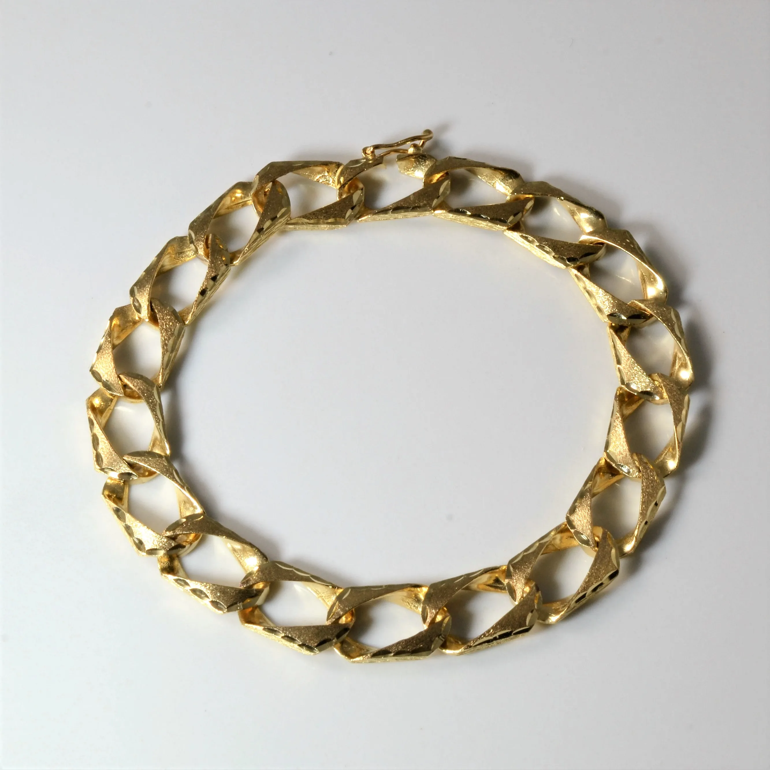 10k Yellow Gold Curb Link Chain Bracelet | 8" | Dazzling Touch Polished Lines
