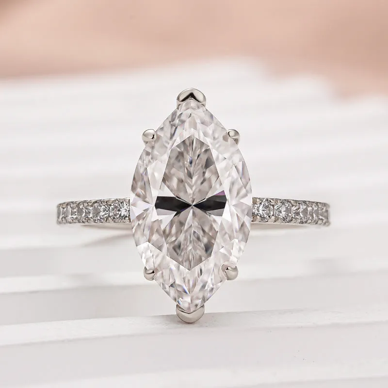 Highlight Feature Louily Moissanite 4.0 Ct Marquise Cut Engagement Ring For Women