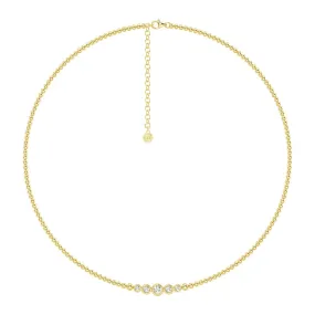 Lab Grown Diamond Five Stone Beaded Necklace Glam Touch