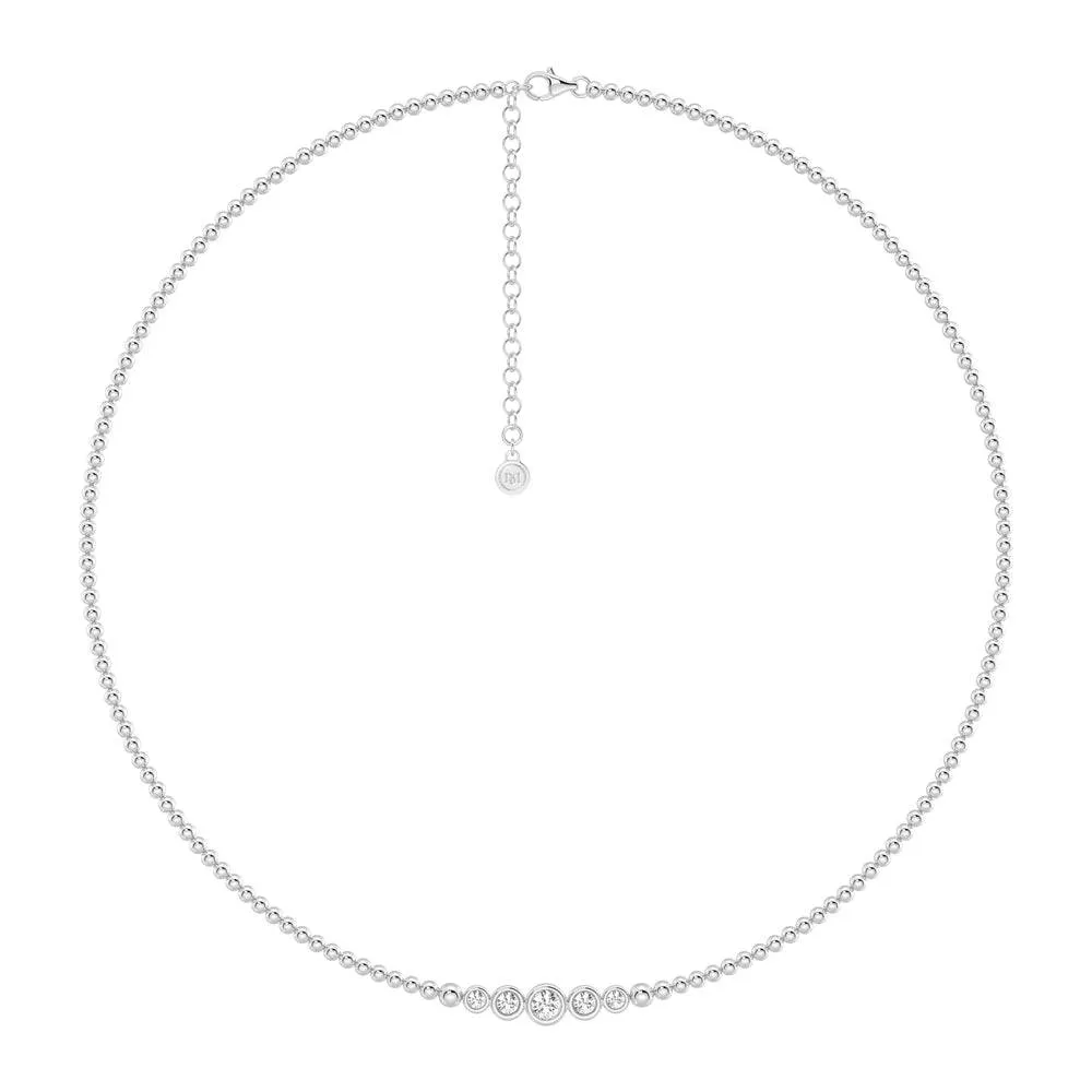 Refined Fashion Instant Shine Lab Grown Diamond Five Stone Beaded Necklace