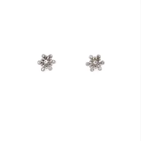 Premium Detail Rhodium Plated Sterling Silver Small Flower Stud Earrings