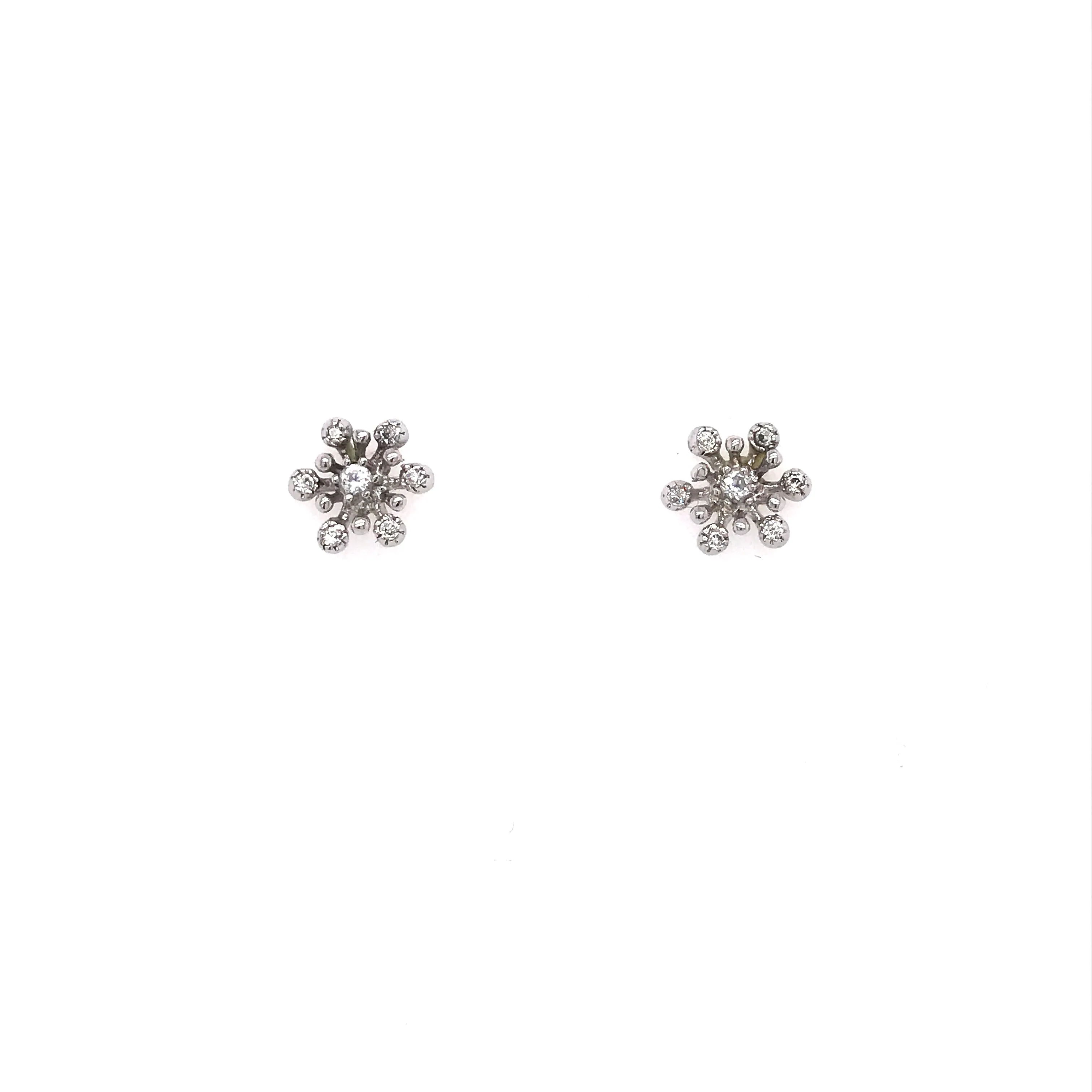 Premium Detail Rhodium Plated Sterling Silver Small Flower Stud Earrings
