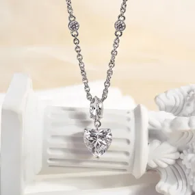 Travel Style Louily Unique Heart Cut Women's Necklace In Sterling Silver