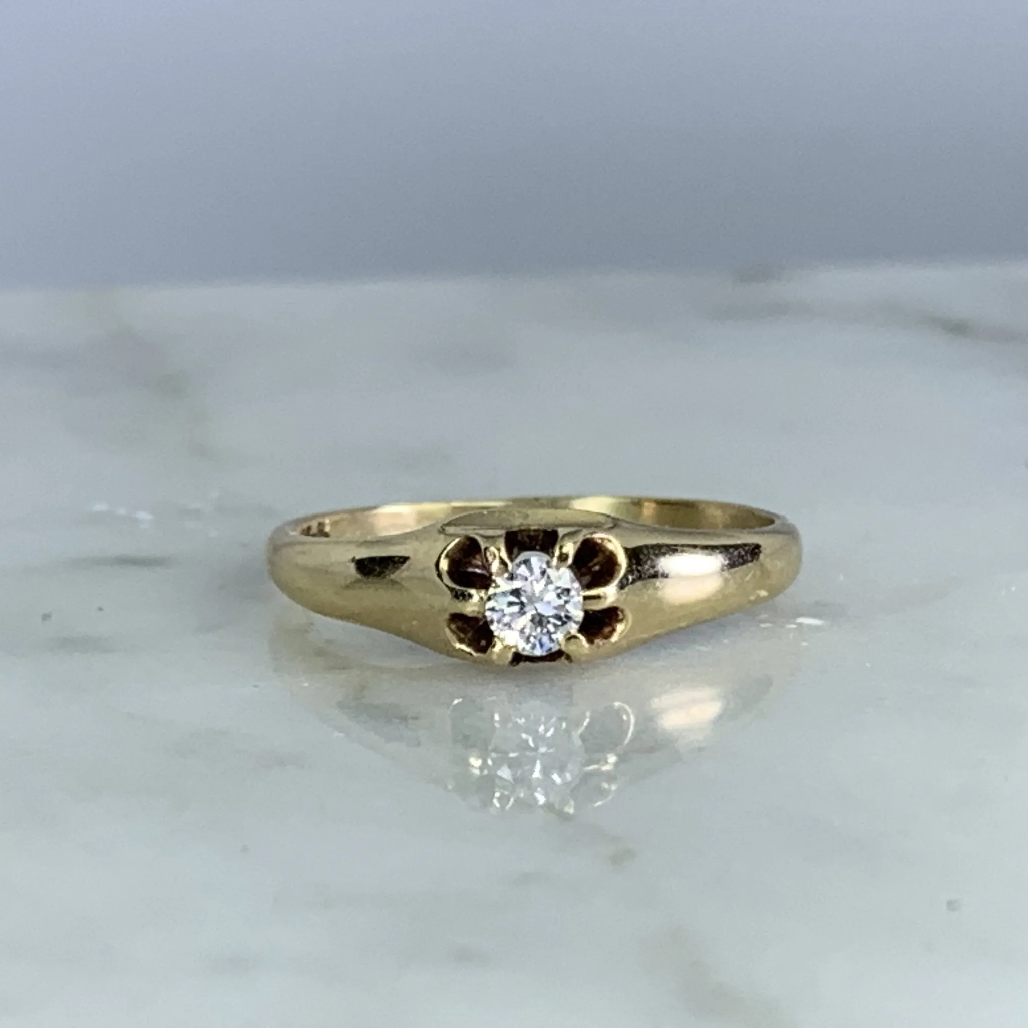 Copy of Vintage Diamond Engagement Ring. 14k Yellow Gold. Promise Ring. 10 Year Anniversary. Pre Assembled