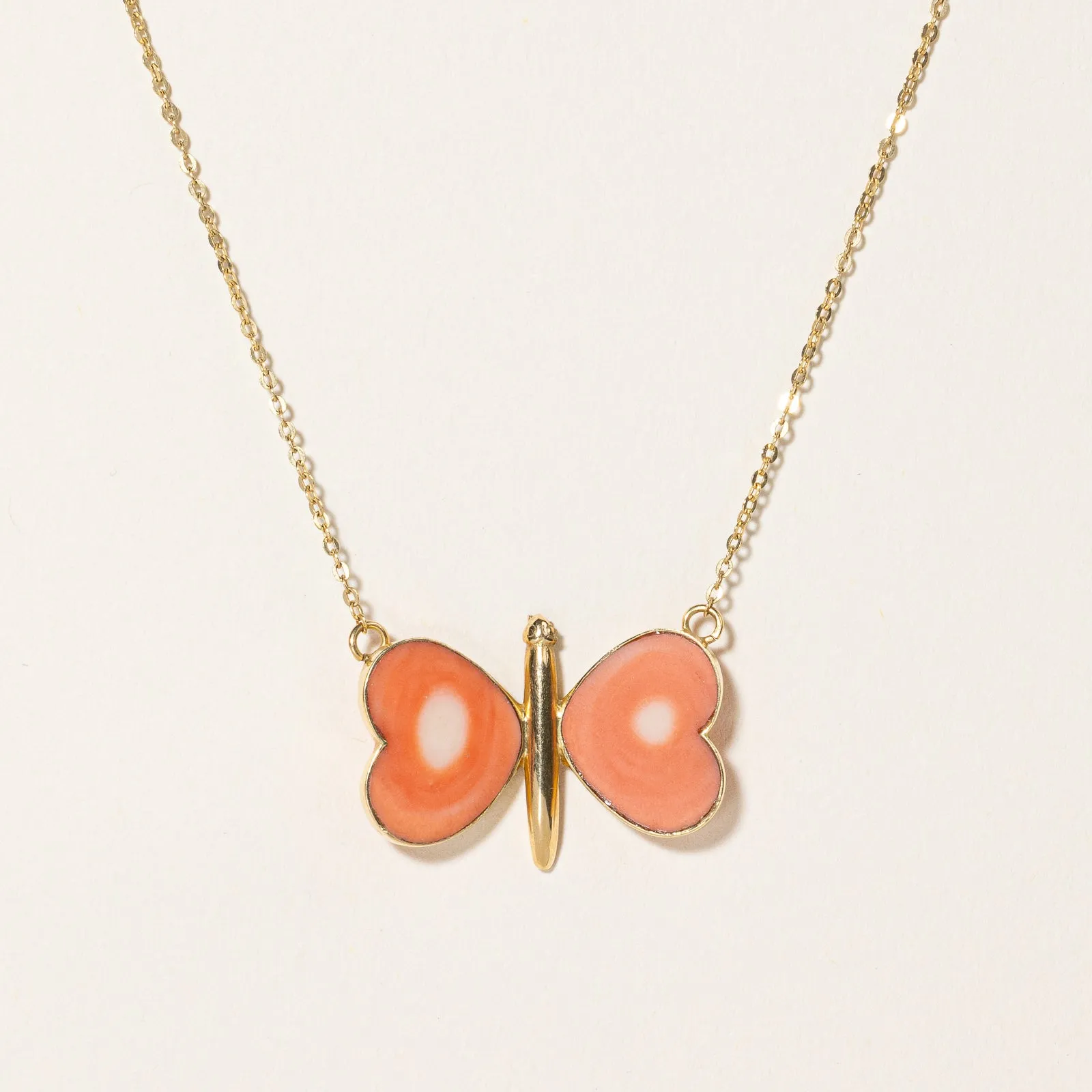 Rich Texture Coral Butterfly Choker Necklace | 2.70ctw | 16" |