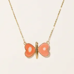 Rich Texture Coral Butterfly Choker Necklace | 2.70ctw | 16" |