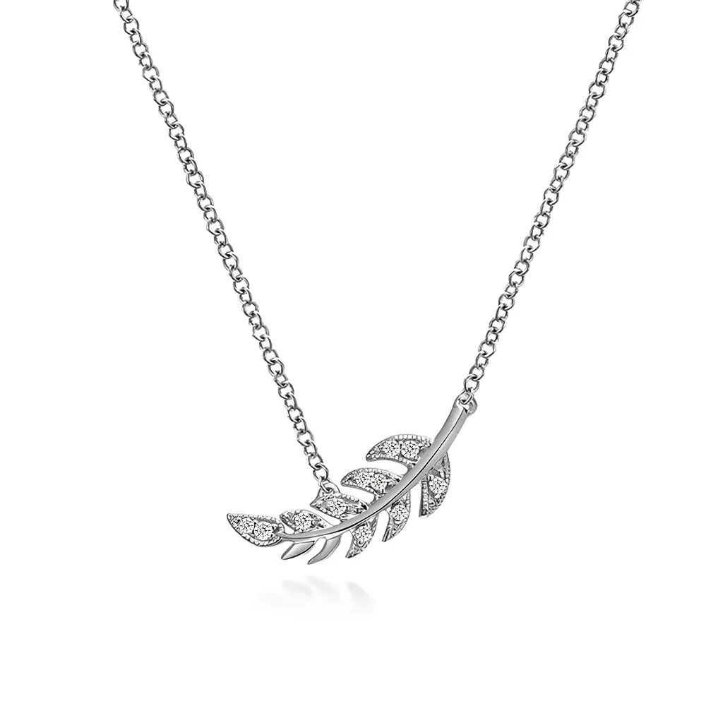 Modern Radiance Couture Botanical Foliage Lab Grown Diamond Necklace