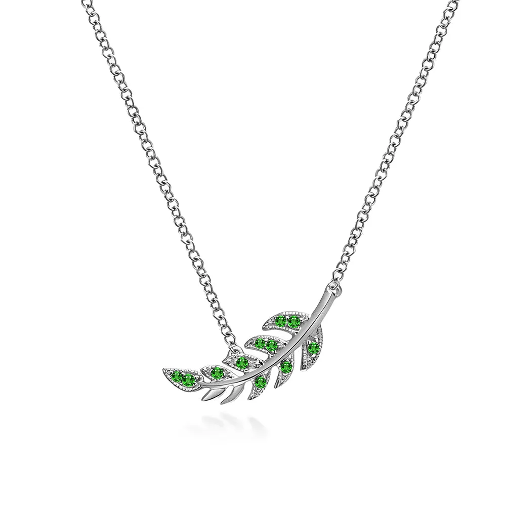 Couture Botanical Foliage Lab Grown Emerald Necklace Expressive Highlight Fashion Sparkle