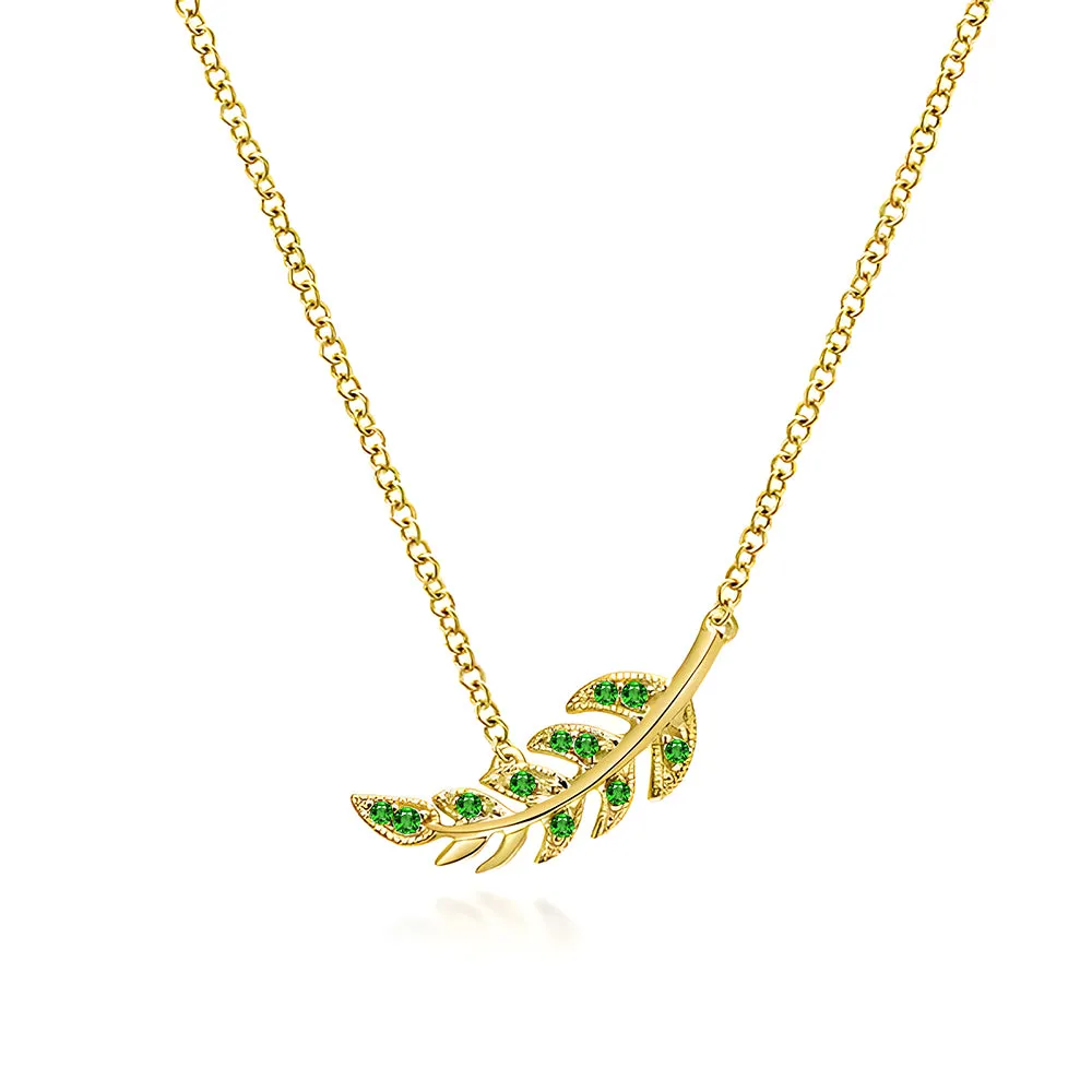 Couture Botanical Foliage Lab Grown Emerald Necklace Smart Finish Glamorous Glow