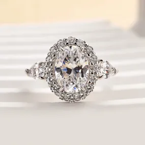 Louily Timeless Halo Oval Cut Engagement Ring For Women Light Fit Casual Shine