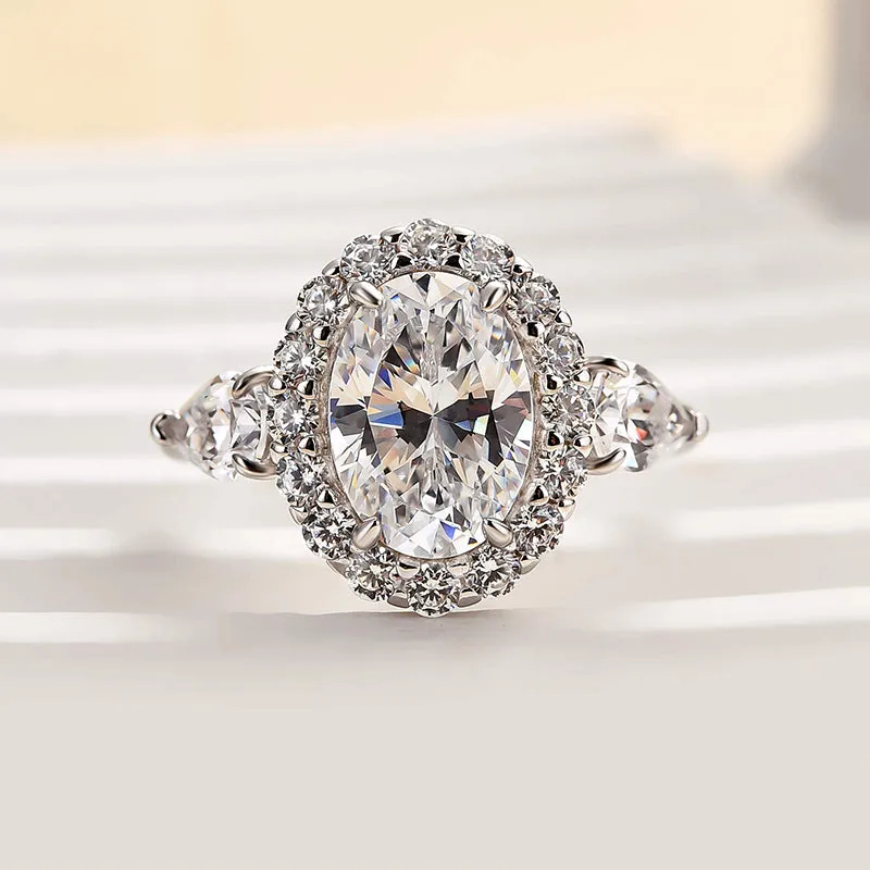 Subtle Vibe Louily Timeless Halo Oval Cut Engagement Ring For Women