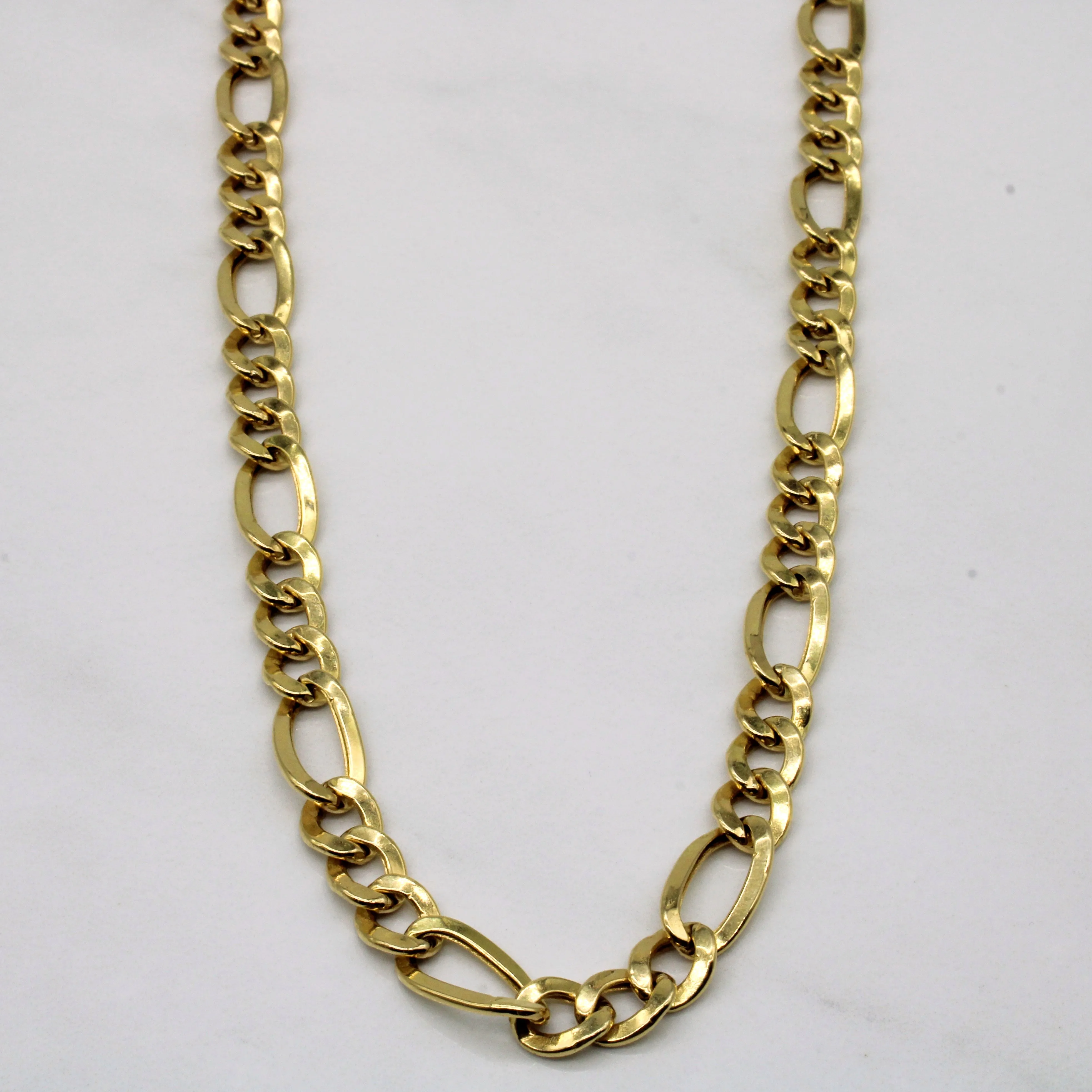 Shiny Edge Feminine Edge 18k Yellow Gold Figaro Chain | 22" |