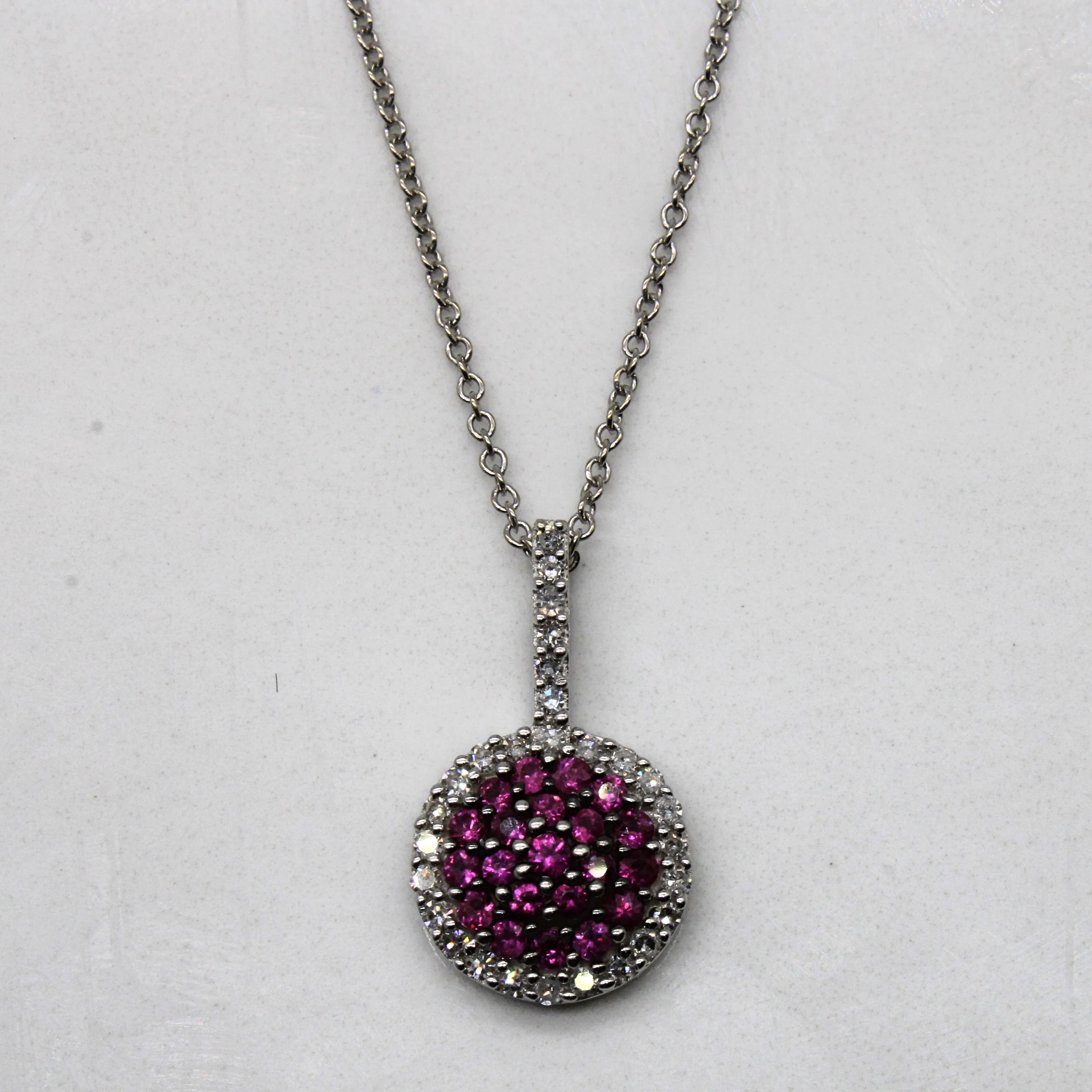 Synthetic Ruby & Diamond Necklace | 0.42ctw, 0.14ctw | 16" | Chic Edge Natural Shine