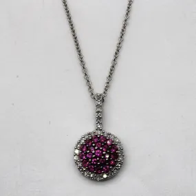 Synthetic Ruby & Diamond Necklace | 0.42ctw, 0.14ctw | 16" | Chic Edge Natural Shine