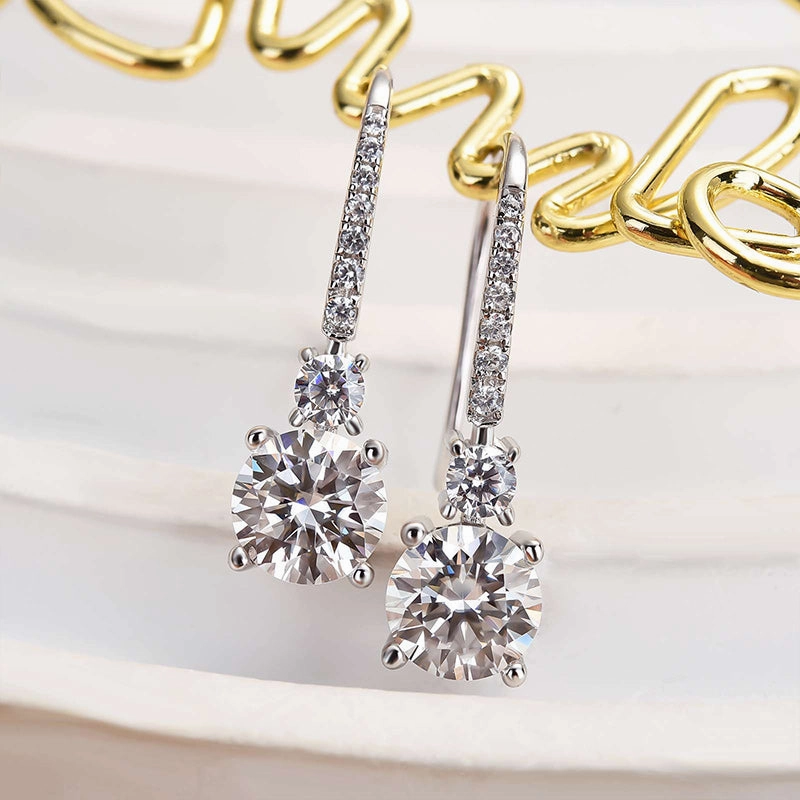 Formal Look Casual Outfit Louily Moissanite Classic Round Cut Stud Earrings