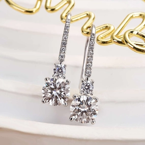 Formal Look Casual Outfit Louily Moissanite Classic Round Cut Stud Earrings