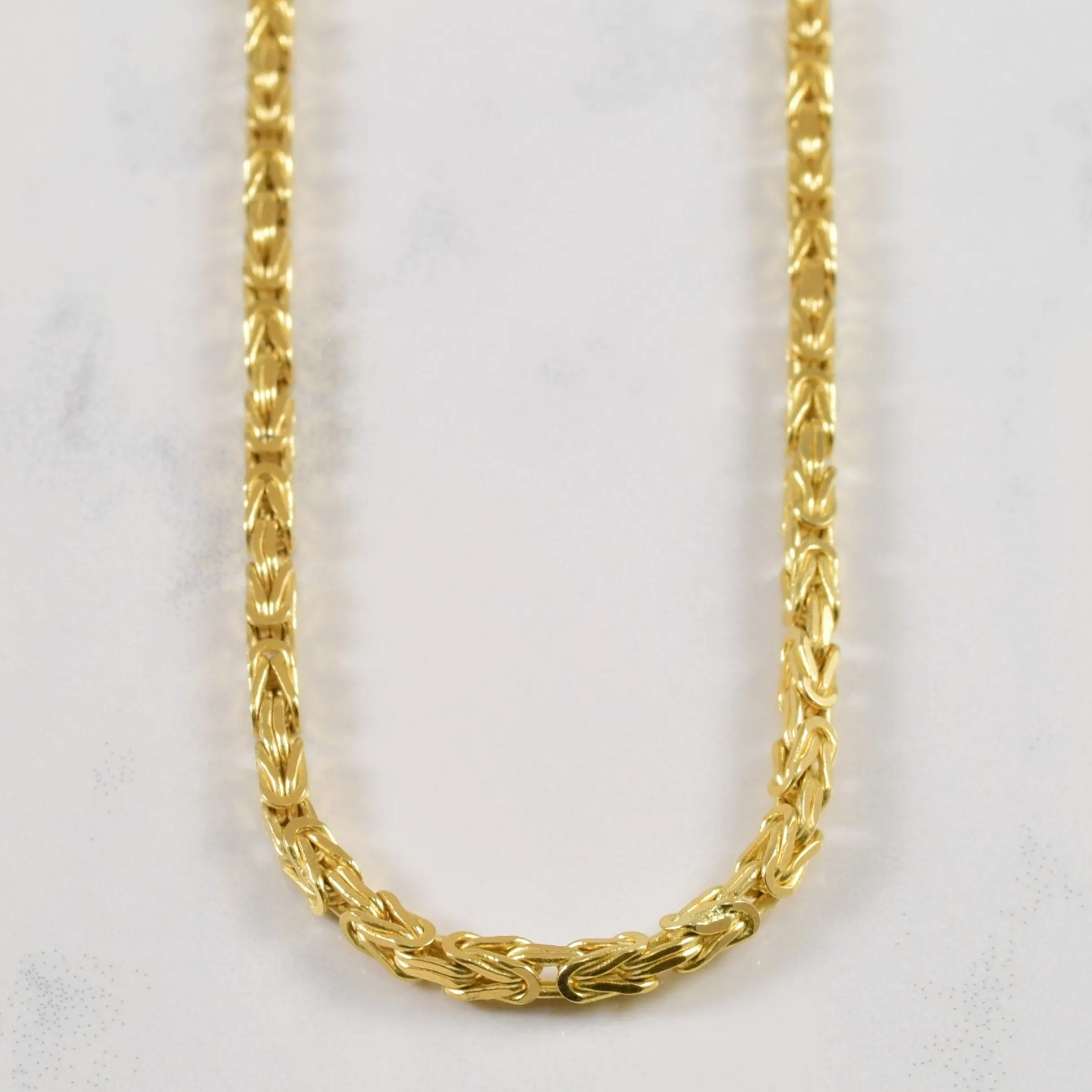 Soft Glimmer 18k Yellow Gold Byzantine Chain | 24" |