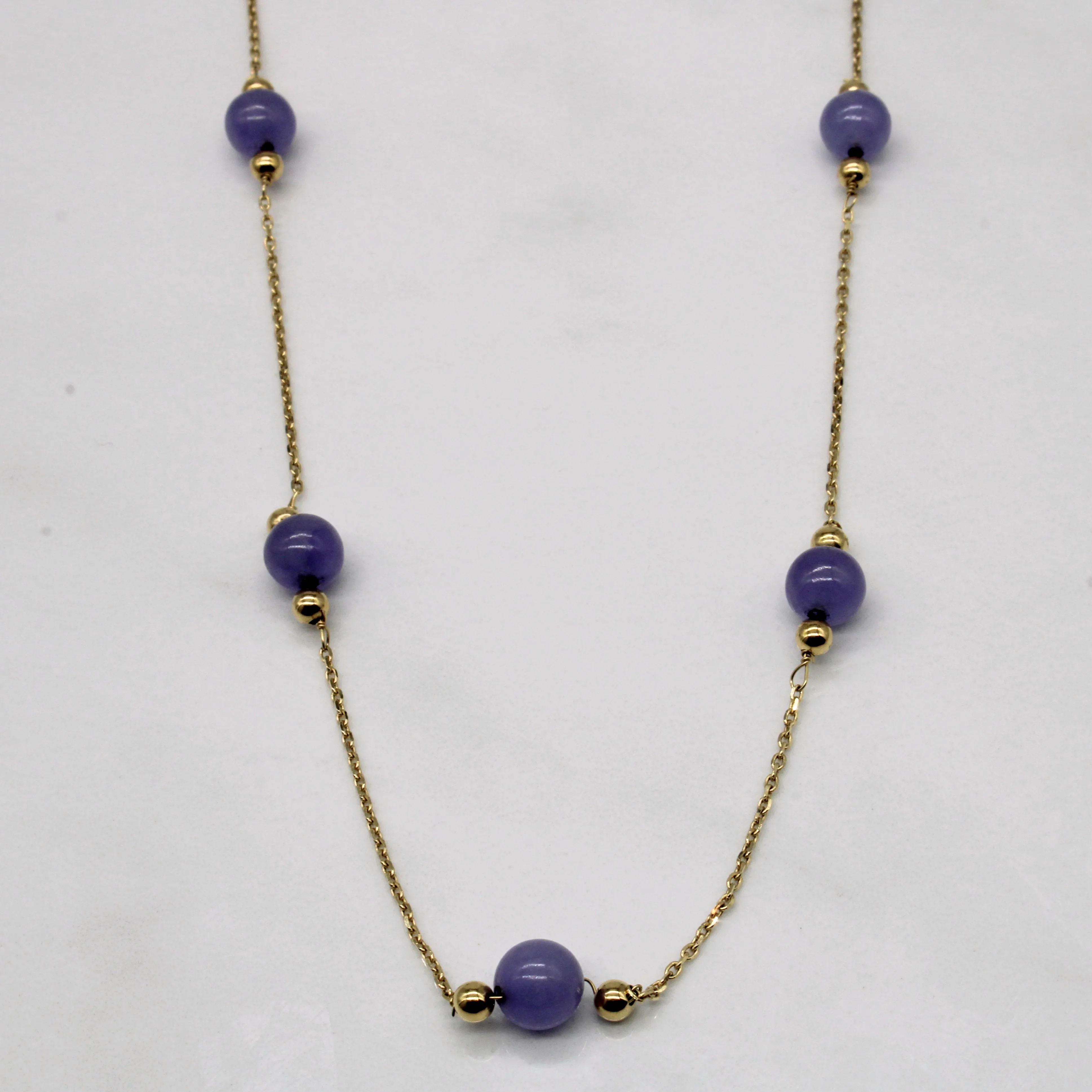 Dyed Quartz Bead Necklace | 9.00ctw | 18" | Simple Form Bridal Accessory