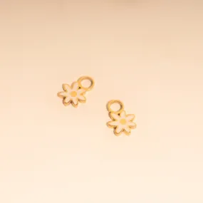 Cream Flower Huggie Hoop Charms Evening Decoration Sturdy Adornment